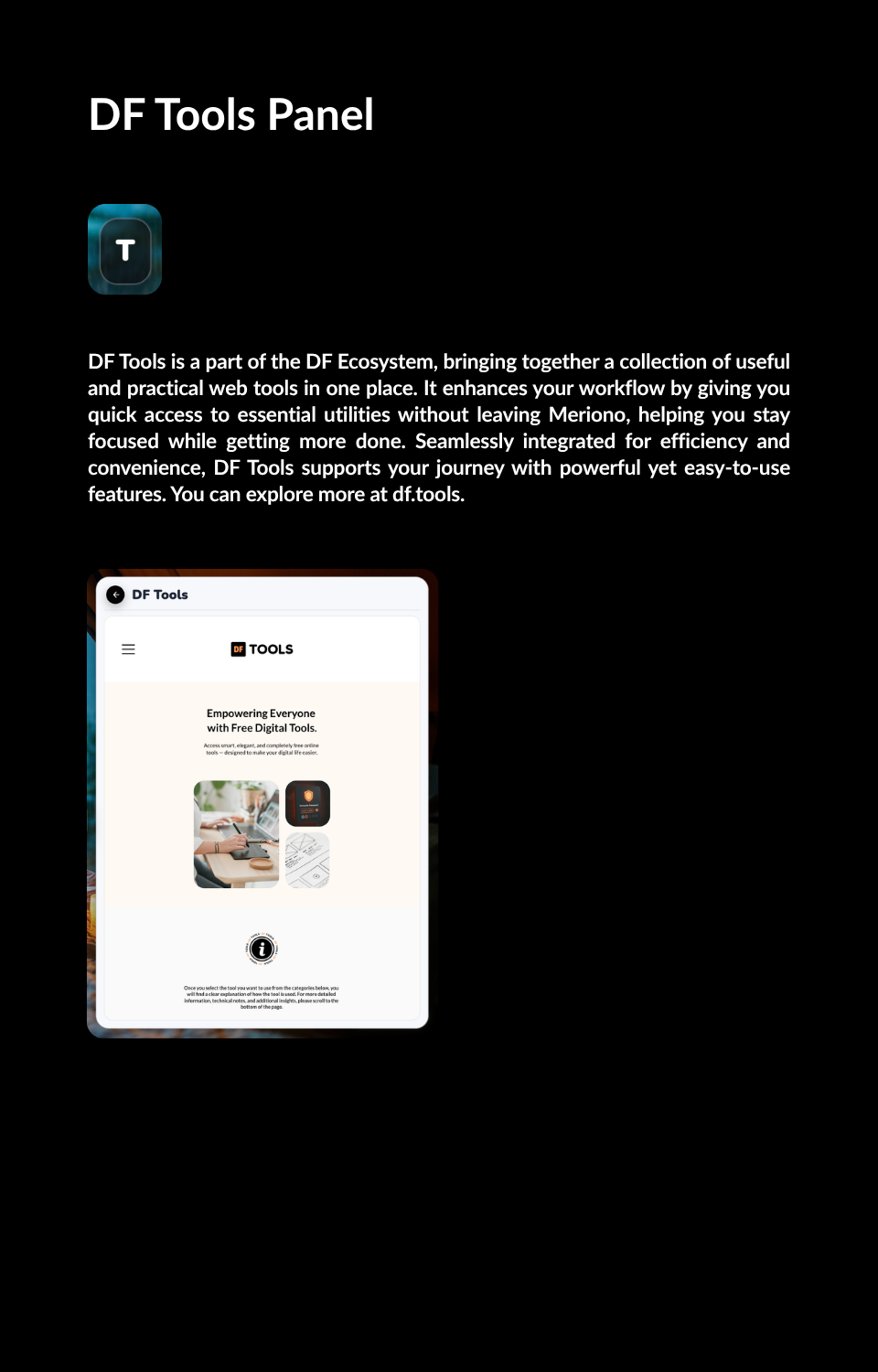 DF Tools Panel guide